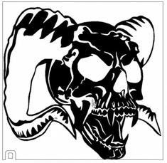 a black and white drawing of a skull