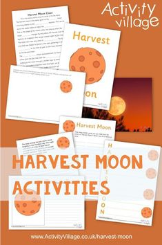 the harvest moon activities for kids to learn how to write and read it with pictures