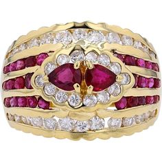 Timeless 18K Yellow Gold Ruby & Diamond Ring - 1.59 Carat Main Stone, 1.15 Carat Total Diamond Weight Luxury Ruby Halo Ring, Luxury Yellow Gold Ruby Ring With Center Stone, Luxury Lab-created Ruby Ring, Exquisite Multi-stone Yellow Gold Ruby Ring, Luxury Lab-created Ruby Diamond Ring For Formal Occasions, Luxury Ruby Diamond Ring With Accent Stones, Exquisite Ruby Ring, Luxury Ruby Anniversary Ring, Luxury Red Multi-stone Rings