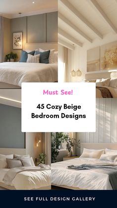 Discover 45 cozy beige bedroom design ideas perfect for creating a serene and elegant atmosphere. This pin showcases a blend of styles and layouts using beige tones across 4 stunning images. Beige Palette, Textured Fabrics, Dream Bedroom, Design Tips, Chic Decor, Neutral Tones, Bedroom Design, Dreaming Of You