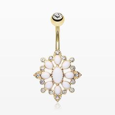 see more colors Material: Gold Plated Steel Size: 14 GA (1.6mm), 3/8" (10mm) Length: 1.3 inch (33mm) Width: 0.7 inch (17mm) *This item ships in 1 business days. Cute Belly Rings, Opal Belly Ring, Pregnancy Belly Rings, Gold Belly Ring, Belly Button Jewelry, Navel Jewelry, Dangle Belly Rings, Belly Jewelry, Belly Bars