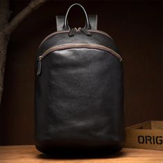 Leather Backpack for Men or Women Outdoor Leather Backpack With Zipper Closure, Leather Backpack With Large Capacity, Leather Backpack With Large Capacity For Outdoor, Outdoor Leather Backpack With Leather Lining, Large Capacity Leather Backpack For Outdoor, Outdoor Leather Backpack With Large Capacity, Outdoor Backpack With Leather Lining, Black Leather Backpack With Waxed Finish For Daily Use, Soft Leather Backpack For Outdoor