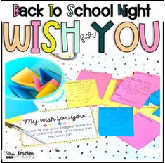 back to school night wish for you poster with post - it notes and origami