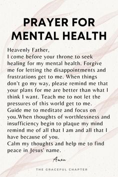 the prayer for mental health is shown in black and white