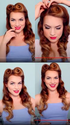 Easy 50s Hairstyles, Vintage Hairstyles For Long Hair, Pin Up Looks