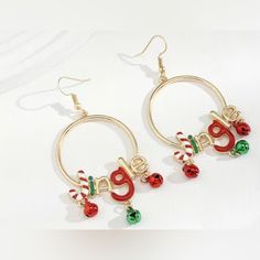 New~Comes In Gift Bag Round Hoop. Jingle Earrings Gold Red Green Tiny Bells Christmas Holiday Jewelry See Pictures Bell Earrings, Earrings Dangle Simple, Christmas Accessories, Holiday Earring, Jingle Bell, Christmas Gift Jewelry, Holiday Jewelry, Christmas Earrings, Delicate Earrings