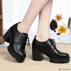 Orcajump - Stylish Waterproof Single Leather Ankle Boots with Thick Heels and Platform Rough Heels, Thick Heels, Rubber Heels, Leather Ankle Boots, Heel Height, Ankle Boots, High Heels, Boots, Heels