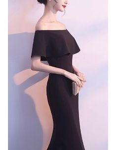 Mermaid Long Black Evening Dress Off Shoulder #J1496 - GemGrace.com Elegant Black Off Shoulder Dress For Wedding, Elegant Black Off-shoulder Dress For Wedding, Black Off-shoulder Wedding Dress, Elegant Off-shoulder Mermaid Party Dress, Elegant Off-shoulder Mermaid Dress For Banquet, Elegant Black Off-shoulder Prom Dress, Elegant Black Mermaid Dress For Banquet, Elegant Black Off Shoulder Prom Dress, Long Black Evening Dress