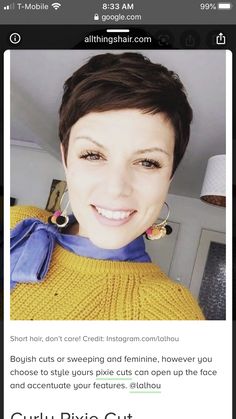 Chestnut Brown Pixie Hair, Plus Size Pixie Cut, Feminine Pixie Haircut, Plus Size Buzzcut Women, Reddish Brown Pixie Haircut, Fat Girls With Short Hair, Valorie Curry Pixie, Chubby Face Haircuts, Chestnut Brown Hair