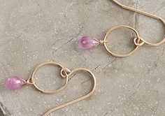 Delicate pink sapphire dangle drop gemstone earrings (gold vermeil or sterling silver) Pink Teardrop 14k Gold Filled Jewelry, Pink Everyday Jewelry With Ear Wire, Gemstone Earrings Gold, Bainbridge Island, Tiny Diamond, Garnet Earrings, Simple Earrings, Blue Diamond, Silver Diamonds