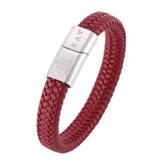 Show your Kappa Alpha Psi pride with this stunning woven bracelet. Perfect for members of the fraternity , this piece is a must-have for any collector of historical memorabilia. The intricate design and attention to detail make this bracelet a standout accessory that can be worn every day or on special occasions. Whether you're looking to show your support for your organization or simply looking for a unique piece of jewelry, this Kappa Alpha Psi woven bracelet is sure to impress. *Recommended f Casual Red Leather Bracelet As Gift, Kappa Alpha Psi, Red Bracelet, Woven Bracelet, Red Bracelets, Woven Bracelets, Mens Leather, Bracelet Bangle, Fraternity