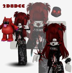 three creepy dolls are standing next to each other in front of a white background with red text