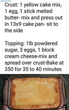 the instructions for how to bake an egg cake