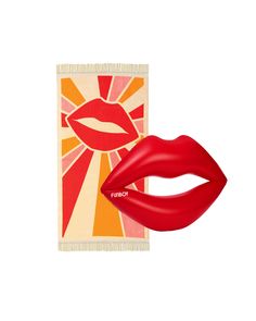 Lip Beach Towel + Lip Pool Float Venice Beach California, Inflatable Pool Floats, Wild Love, Pool Floats, Beach California, Venice Beach, Tassel Fringe, Summer Essentials, Red Lips