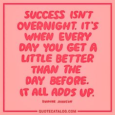 a quote that says success isn't overnight it's when every day you get a little better than the day before it all adds up