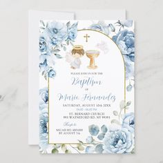 Boho Dusty Blue Floral Boy Baptism Invitation Baptism Invitations For Boys, Baptismal Invitation, Baptism Invitation For Boys, Random Products, Baptism Ideas, Communion Invitations, Baptism Invitation, Boy Decor, Boy Baptism