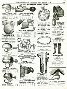 an old advertisement with many different types of helmets and gloves on it's front page