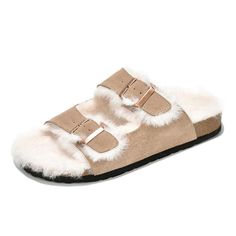 PRICES MAY VARY. Genuine Suede - The Dianea women's sandals are made from genuine suede, providing a luxurious feel and long-lasting durability. Step into luxurious comfort with our sandals with soft lining embraces your feet, while the chic design adds a touch of elegance to any outfit. Shearling Fur Lining - These sandals are lined with cozy shearling fur, offering ultimate comfort and warmth for your feet. Your perfect blend of style and coziness! Adjustable Double Straps - The adjustable dou Luxury Chic T-strap Sandals For Vacation, Womens Fur Lined Shoes, Shearling Slides Outfit, Slippers With Arch Support, Straps Sandals, Slides Outfit, Cloud Shoes, Fur Sandals, Women Footwear