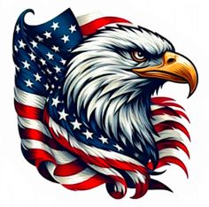 an eagle with the american flag on it