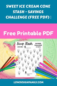 the free ice cream cone printable for kids to use with their crayons