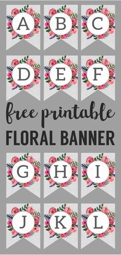 free printable floral banner with the letters d, f, and h on it