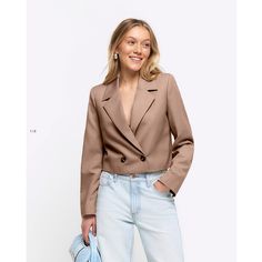 Trendy And Ready For Any Occasion. It Can Be Dressed Up Or Down, And Is A Perfect Layer To Elevate An Outfit. Brand New With Tag Khaki Single-breasted Blazer With Notch Lapel, Beige V-neck Outerwear With Button Closure, Short Faux Fur Jacket, Cropped Blazer Jacket, Navy Blue Blazer, Crop Blazer, Leopard Print Jacket, Cotton Blazer, Red Blazer