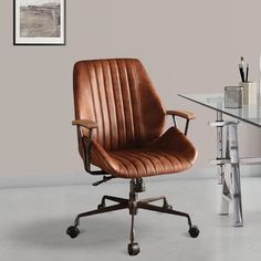 Metal & Leather Executive Office Chair, Cocoa Brown-ACME Adjustable Chair, Best Office Chair, Adjustable Chairs, Leather Office, Leather Desk, Executive Office Chairs, Leather Office Chair, Acme Furniture, Stylish Chairs