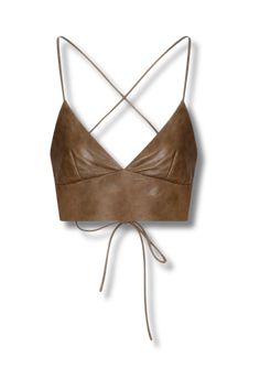 women crop top for perfect summer fit, made from genuine soft leather and soft lining for a comfortable wear cute and stylish fit perfect for a going out outfit or date night outfit, backless with closure of spaghetti strap wrap for a perfect slimfit Fringe Bra, Women Crop Top, Going Out Outfit, Brown Fringe, Bralette Outfit, Leather Crop Top, Strappy Crop Top, Backless Crop Top, Bralette Crop Top