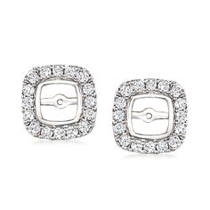 Ross-Simons - 1.00 ct. t. w. Diamond Earring Jackets in 14kt White Gold. Such a stunning style, earring jackets are a fabulous way to amp up your favorite studs! This chic square pair sparkles with 1.00 ct. t. w. round brilliant-cut diamonds in polished 14kt white gold. Best fits a 6mm or 2.00 ct. t. w. pair of studs, sold separately. Diamond earring jackets. Diamond birthstones are the perfect gift for April birthdays. Diamond Earring Jackets, April Birthday, Stunning Style, Diamond Birthstone, Earring Jackets, Diamond Earring, Round Brilliant Cut Diamond, Buy 1, Round Brilliant