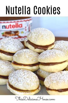 nutella cookies are stacked on top of each other