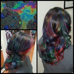 Hair.by.Beth oil spill with joico color intensity Oil Spill Hair Dye, Aesthetics Hairstyles, Joico Color Intensity, Pravana Hair Color, Hair References, Hair Colour Design, Funky Hair, Joico Color