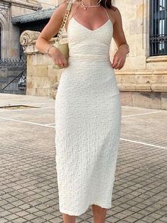 Chique Outfit, Fitted Bodycon Dress, Backless Bodycon Dresses, Lace Dress Long, Split Dress, Bodycon Dress Parties, Midi Dress Summer, Halter Maxi Dresses, White Midi Dress