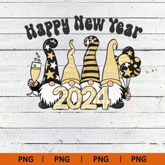 happy new year gnomes with champagne glasses and stars svg file for cricut