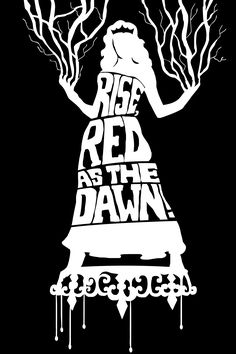 a white poster with the words rise red and the dawn on it's black background