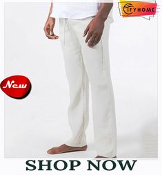 Men's Linen Pants Trousers Summer Pants Beach Pants Drawstring Elastic Waist Plain Breathable Soft Casual Daily Holiday Linen / Cotton Blend Fashion Streetwear White Micro-elastic Straight Leg Pants For Beach, Solid Color Drawstring Harem Pants For Summer, Wide Leg Drawstring Sweatpants For Summer, Leisure Straight Pants For Summer, Leisure Straight Summer Bottoms, Summer Leisure Straight Pants, Beach Pants With Drawstring, Wide Leg Bottoms For Beach Leisure, Straight Solid Color Pants For Beach Season