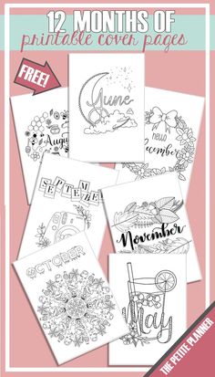 12 months of printable over pages for kids to color and share with each other