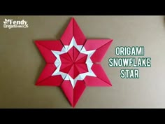 an origami snowflake star is shown with the words, origami snowflake star