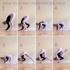 a series of photos showing how to do a yoga pose in different positions and directions