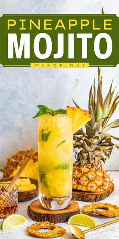 Entertain guests with this easy Pineapple Mojito! Bubbly and minty with a super refreshing taste, this flavored mojito is a Super Bowl party drink idea everyone will enjoy. Save this game day cocktail recipe! Mojito Recipe Classic, Easy Party Drinks, Pineapple Mojito, Easy Alcoholic Drinks, Pineapple Mint, Simple Syrup Recipes, Mojito Recipe, Best Cocktail Recipes