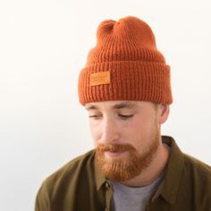 #color_rust Warm Brown Hat For Everyday, Brown Warm Hats For Everyday, Warm Wool Beanie For Everyday Use, Brown Beanie One Size Fits Most For Everyday, Mens Knit Hats With Brim, Everyday Warm Wool Beanie, Mens Winter Knit Hat, Brown Knitted Beanie For Outdoor, Warm Brown Beanie For Outdoor