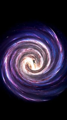 a person standing in the center of a spiral galaxy