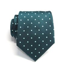 Mens Tie. Peacock Teal Green Sea Glass Blue Dot Mens Necktie with Matching Pocket Square Option Business Polka Dot Ties, Polka Dot Standard Tie For Business, Formal Polka Dot Standard Tie, Polka Dot Ties For Black Tie Events, Polka Dot Ties For Black Tie Occasions, Polka Dot Standard Tie For Formal Occasions, Peacock Teal, Mens Tie, Green Sea