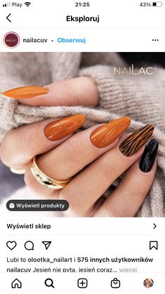 Holloween Nails, Fall Gel Nails, Classy Acrylic Nails, Orange Nails, Nail Art Ideas, Classy Nails, Fancy Nails, Chic Nails