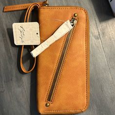 Brand New With Tags! Casual Brown Wallet With Zipper Closure, Trendy Everyday Wallets With Snap Closure, Trendy Everyday Wallet With Snap Closure, Trendy Wallets With Snap Closure, Casual Wallets With Snap Closure For Daily Use, Casual Wallet With Snap Closure For Daily Use, Free People Bags, Leather Planner, Vegan Wallet