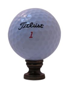 a white golf ball with the title title on it's back and number 1