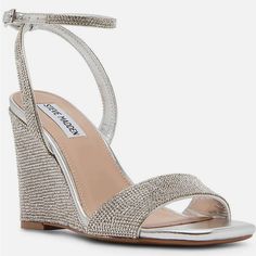 Steve Madden Sophey Womens Metallic Rhinestone Wedge Sandals Sandals Collection, Shoes Steve Madden, Pu Fabric, Wedge Heel Sandals, Heel Sandal, Wedge Sandal, Womens Shoes Wedges, Iconic Brands, Steve Madden Shoes