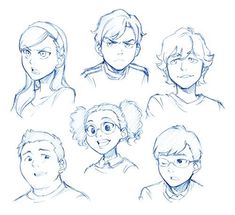 a bunch of sketches of people with different expressions