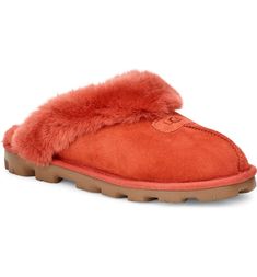 UGG® Genuine Shearling Slipper (Women) | Nordstrom Casual Indoor Sheepskin Slippers, Casual Sheepskin Indoor Slippers, Casual Indoor Shearling Slippers, Shearling Indoor Slippers, Casual Shearling Slippers For Indoor, Cozy Slip-on Slippers With Suede Lining, Casual Sheepskin Slippers With Suede Lining, Soft Casual Sheepskin Slippers, Winter Sheepskin Slippers With Rubber Sole