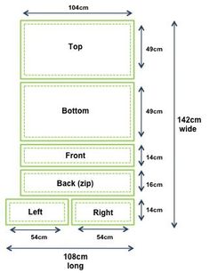 the size and width of a bed with measurements for each side, from top to bottom