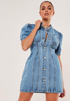 Denim Dress Outfit Summer, Jean Dress Outfits, Jeans Dress Outfit, Light Denim Dress, Denim Dress Outfit, Party Dress Inspiration, Clothing Projects, Blue Jean Dress, Denim Jean Dress